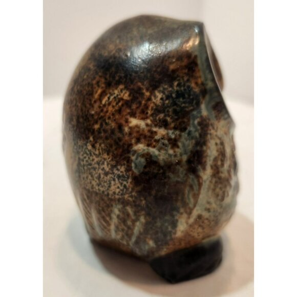 Vintage Ceramic Marbled Brown Mid-Century Modern Owlet Figurine - Picture 7 of 11